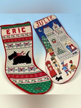 Personalized Red & Green Christmas Stocking - Holiday Home Decor
